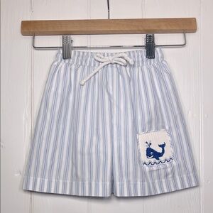 SHRIMP & GRITS EUC Striped Smocked Whale Swim Trunks